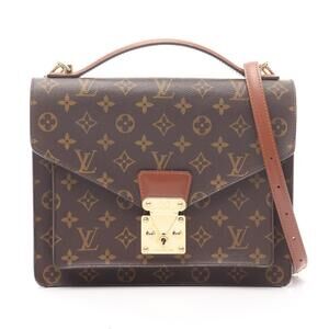 Louis Vuitton Monceau Monogram Handbag Canvas Leather Brown